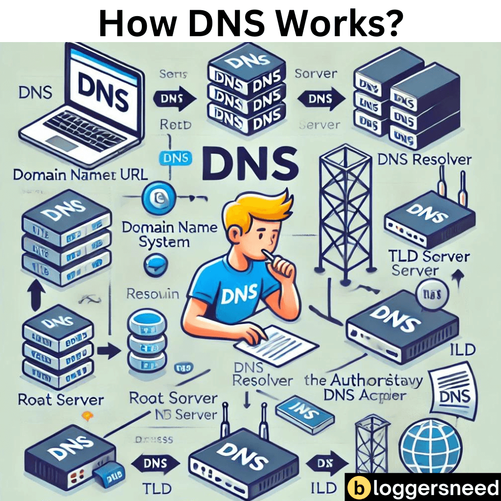 Image showing the working principle of How DNS Works