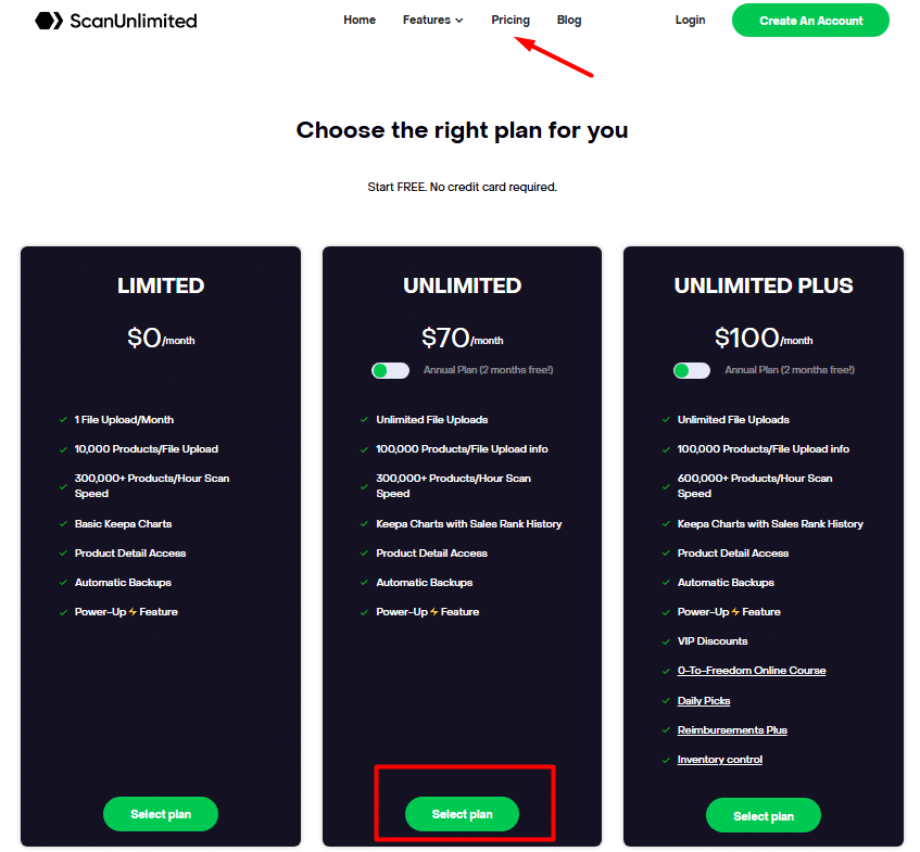 Scan Unlimited Plans Pricing