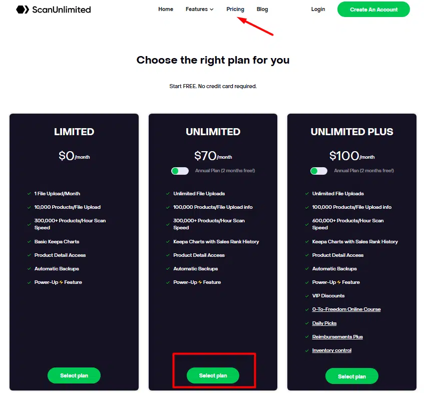 Scan unlimited plans pricing