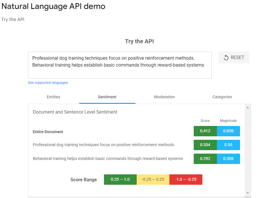 Google natural language api