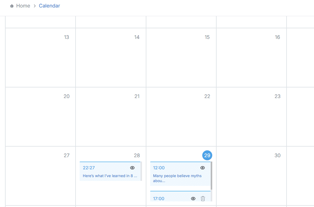 Calendar: See Scheduled Posts Calendar: see scheduled posts