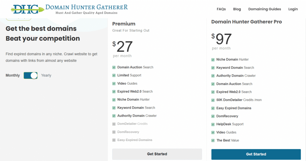 Domain Hunter Gatherer Plan Pricing Domain hunter gatherer plan pricing