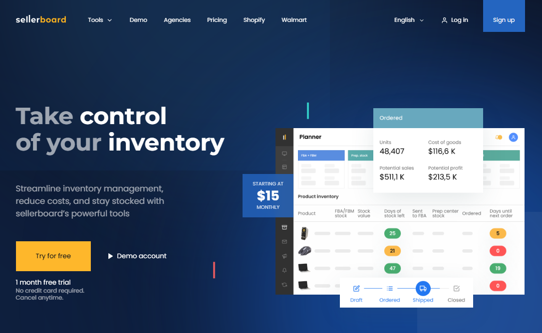 Sellerboard control inventory software