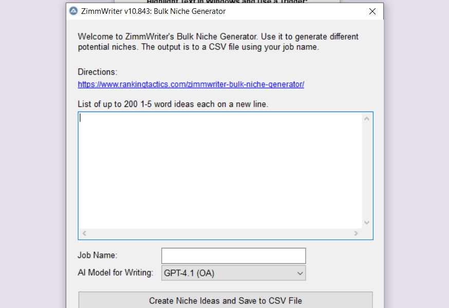 Zimmwriter niche finder