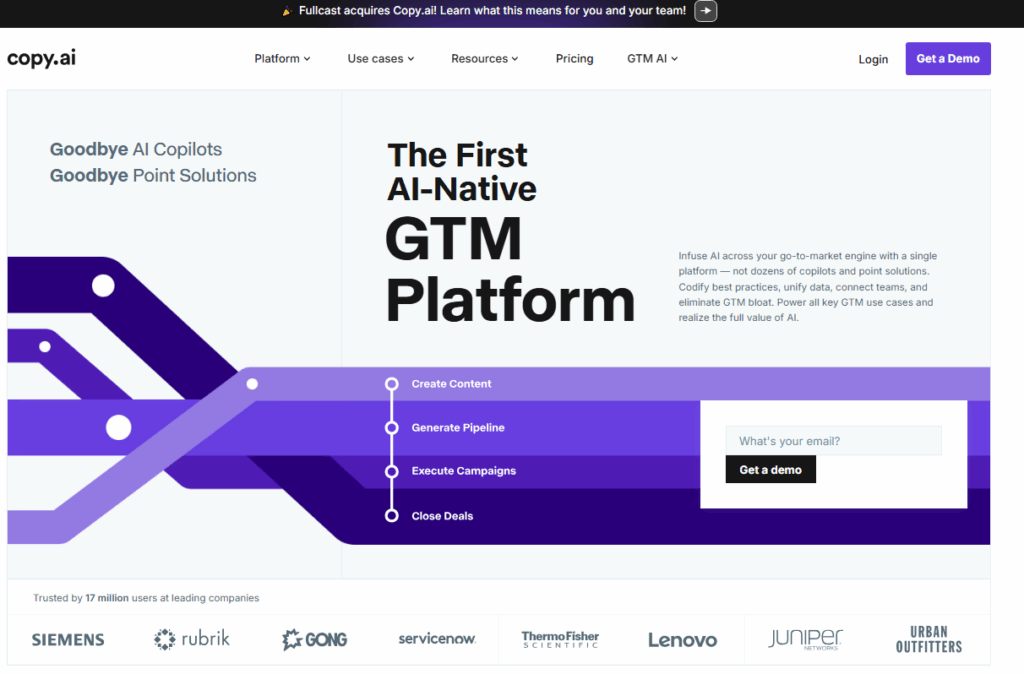 Copy ai homepage screenshot — scalenut alternative
