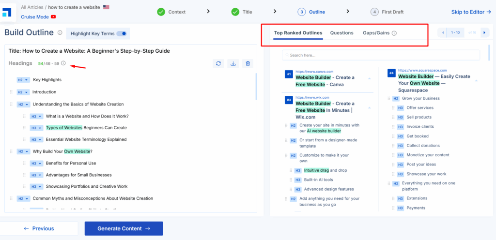 Scalenut's context outline builder review