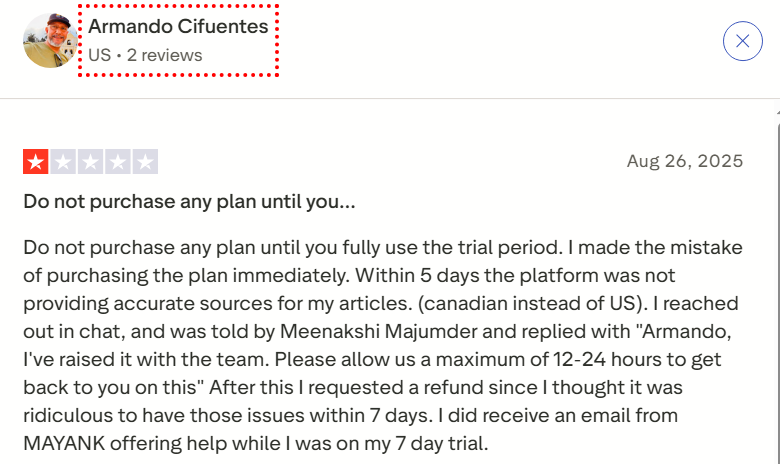 Scalenut review from trustpilot
