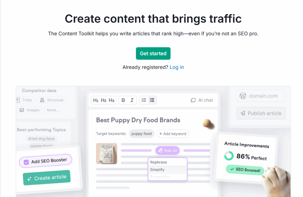 Semrush ai writer interface —alternative to scalenut