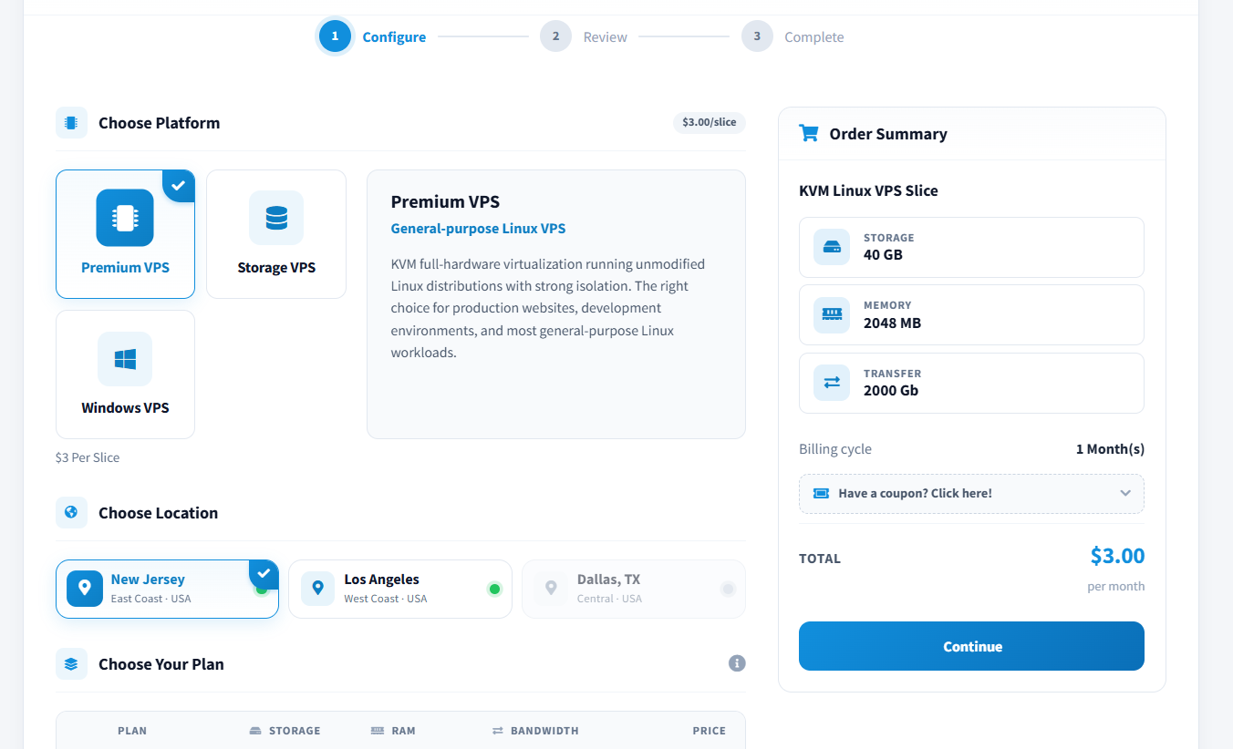 Interserver Configure Hosting Plan And Server Location Interserver coupon code configure hosting plan and location
