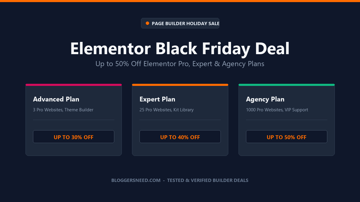 Elementor black friday deal and discount code
